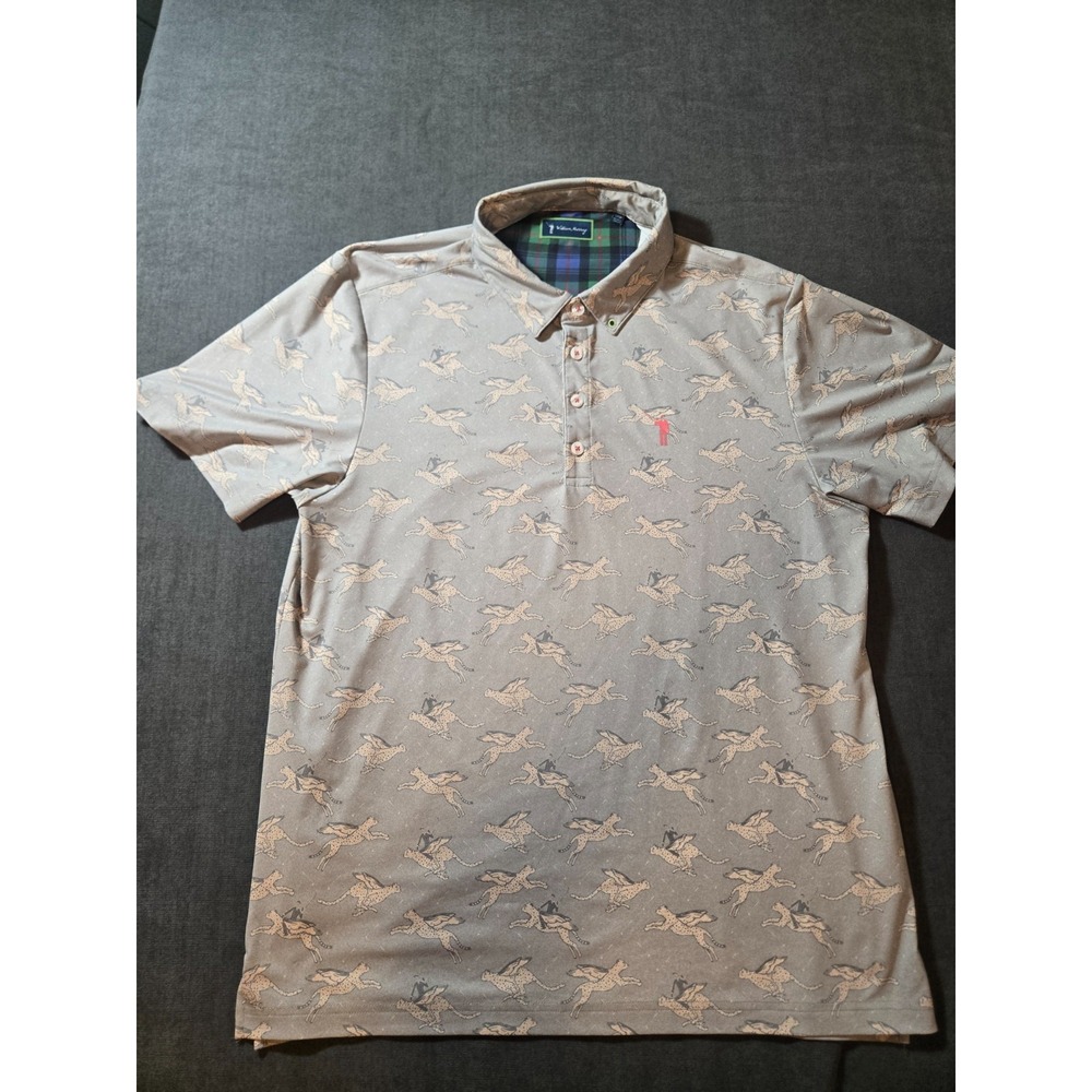 William Murray Polo Shirt Mens Large Flying Cheetah All Over Print Performance